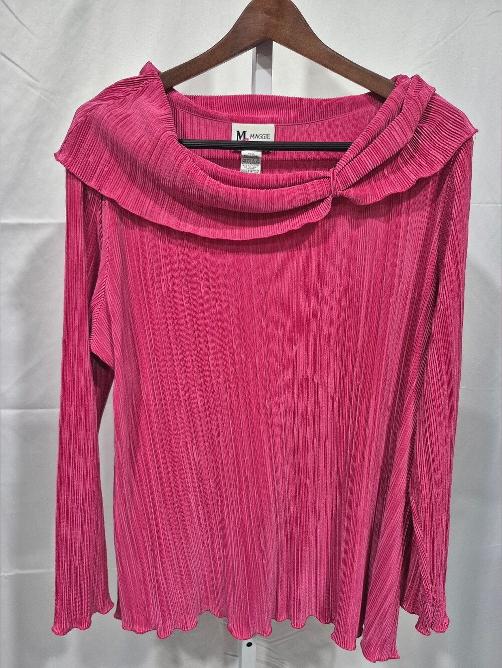 Maggie Sweet Pink Ruffle-Neck Top, Size Large Y2K